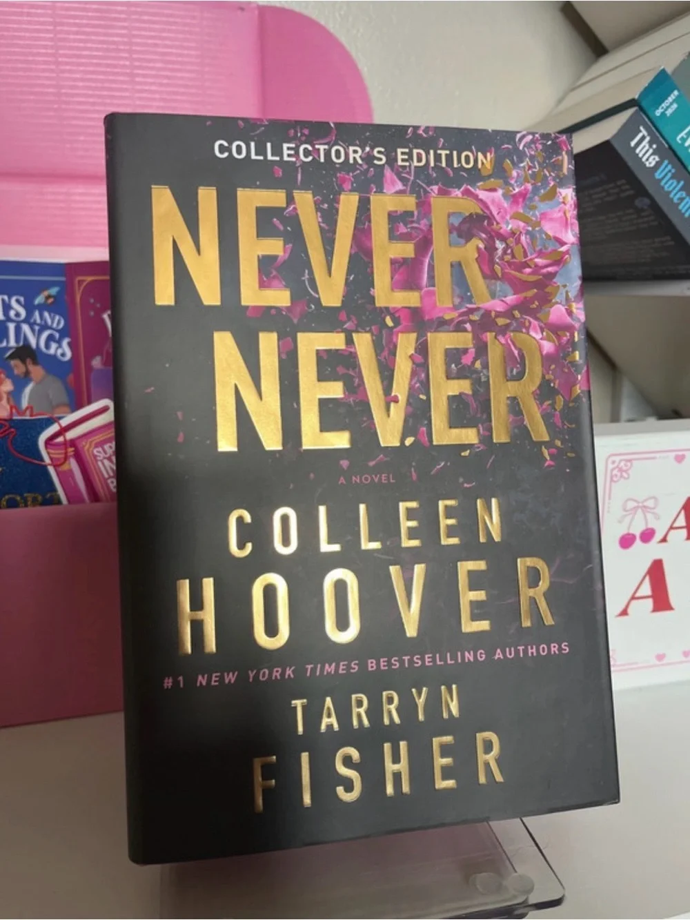 Never Never by Colleen Hoover & Tarryn Fisher - Black with Pink Accent Hardcover